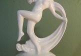 Nude Scarf Dancer Ceramic Coronet Flower Frog